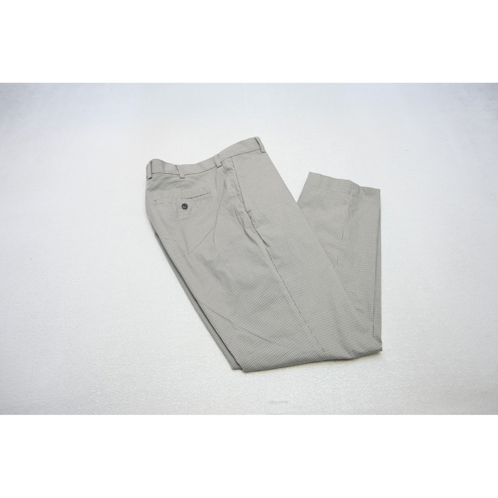 Brooks Brothers Clark Chinos Mens 38x30 Tan Navy Houndstooth Stretch Casual Flat